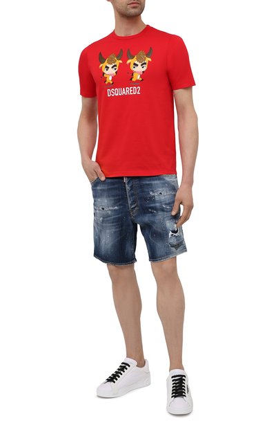 Джинсовые шорты DSQUARED2 темно-синего цвета по цене 39950 руб., арт. S71MU0629/S30342, фото 2 Джинсовые шорты DSQUARED2, арт. S71MU0629/S30342, фото 2