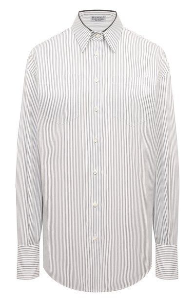 Женская рубашка из хлопка и шелка BRUNELLO CUCINELLI, арт. MA784MK916