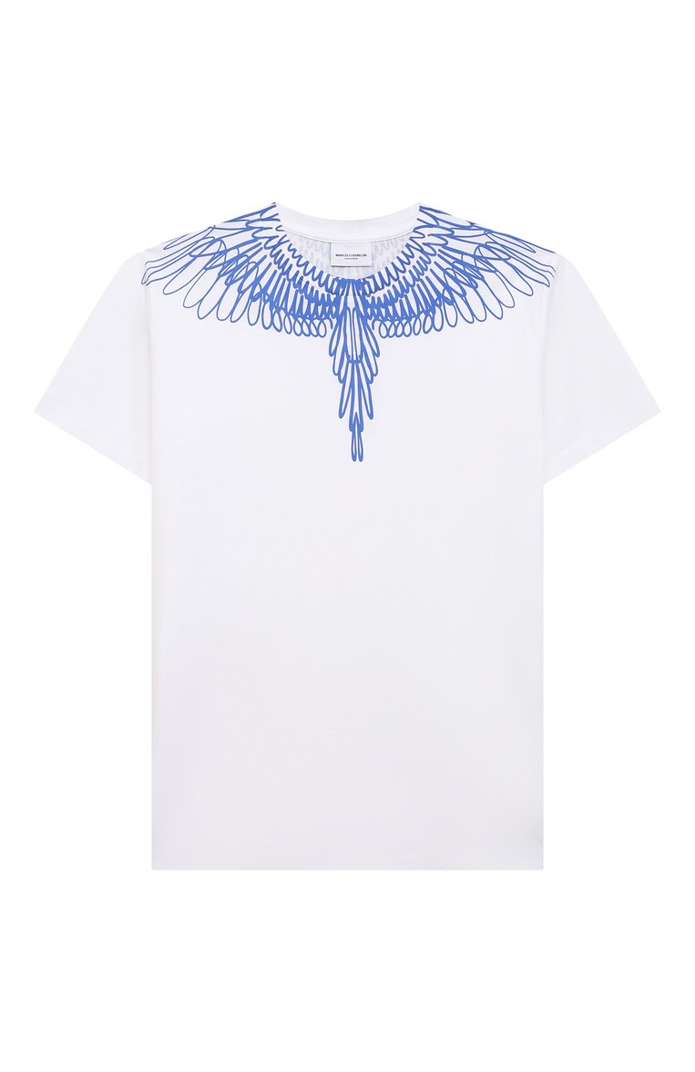 Детская хлопковая футболка MARCELO BURLON KIDS OF MILAN белого цвета, арт. 21E/B/MB/1100/0010/2-6Y | Фото 1 (Рукава: Короткие; Материал внешний: Хлопок; Региональные ограничения белый список (Axapta Mercury): RU; Мальчики Кросс-КТ: Футболка-одежда; Материал сплава: Проставлено; Драгоценные камни: Проставлено; Ростовка одежда: 4 года | 104 см, 6 лет | 116 см)