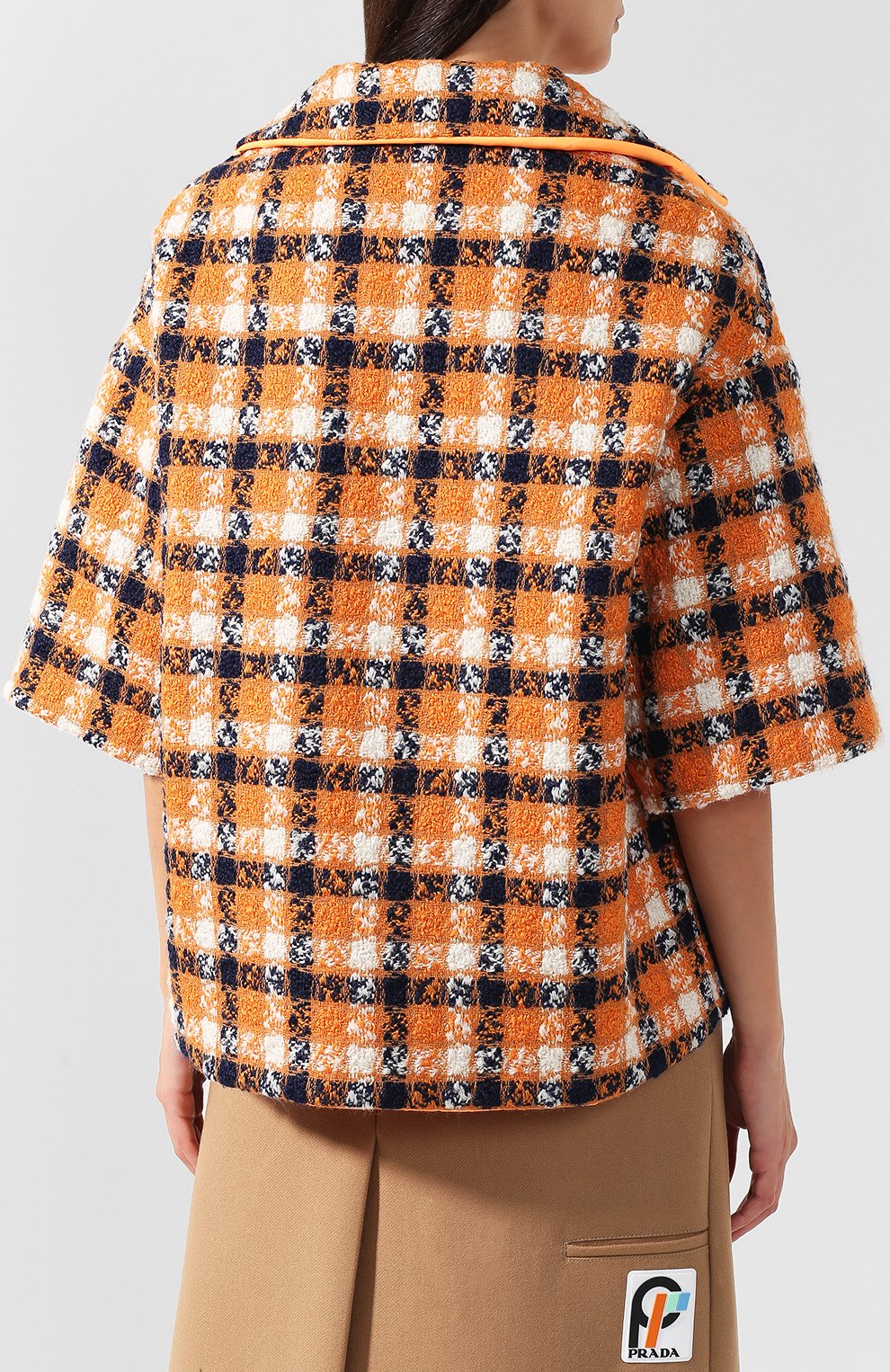 Шерстяной жакет в клетку с отложным воротником PRADA, арт. P558G-1SQ0-F0049, фото 4