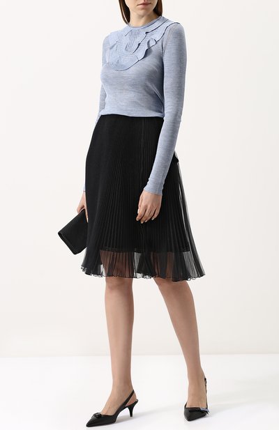 Кожаные туфли с ремешком на каблуке kitten heel PRADA, арт. 1I375I-11-F0002-55, фото 2