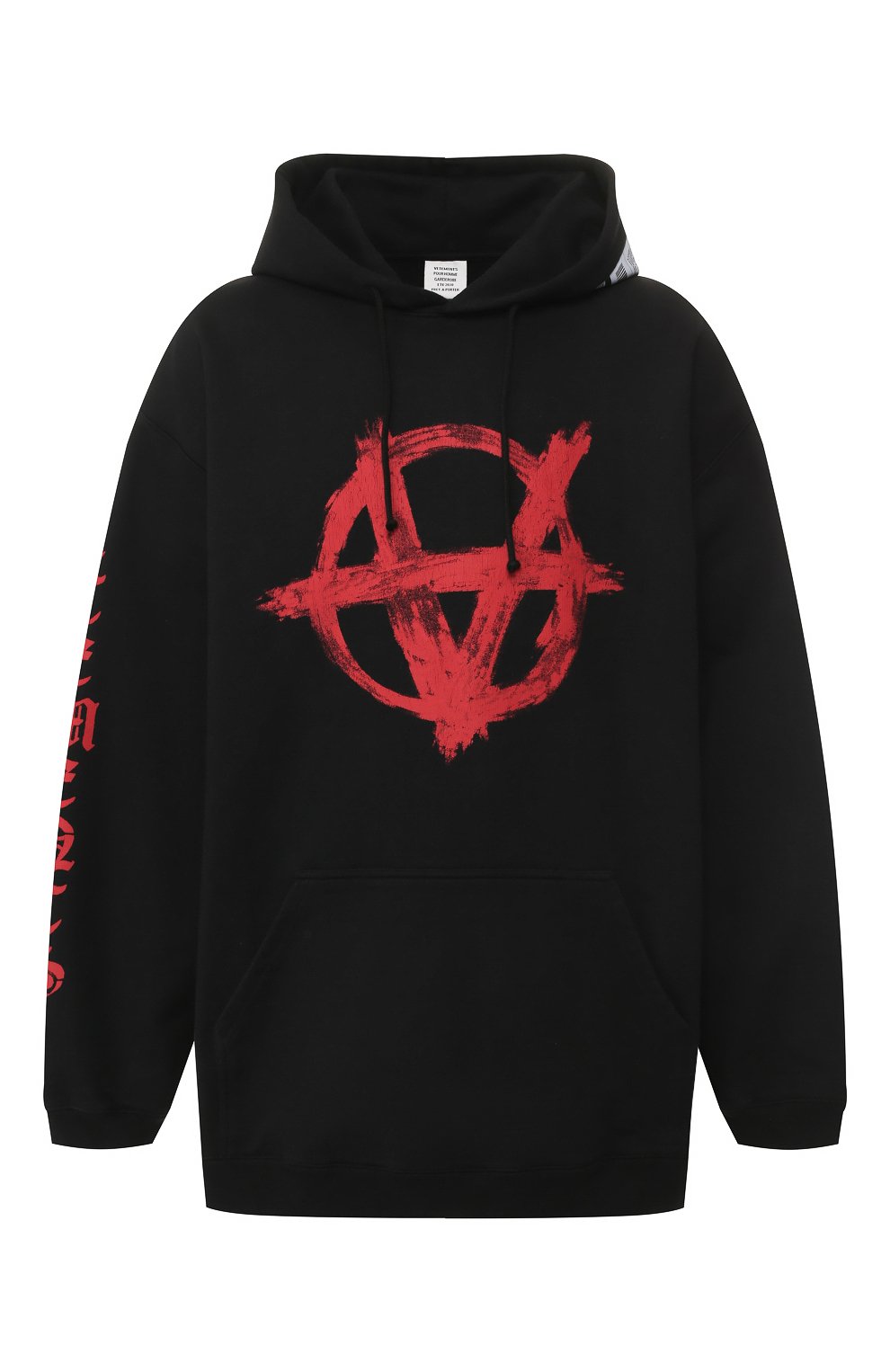 Хлопковое худи VETEMENTS черного цвета по цене 78550 руб., арт. SS20TR312 1620/M, фото 1 Хлопковое худи VETEMENTS, арт. SS20TR312 1620/M, фото 1