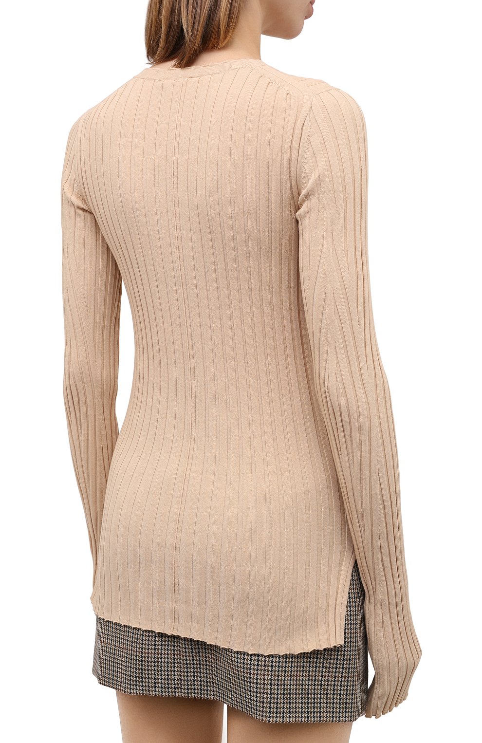 Хлопковый пуловер HELMUT LANG бежевого цвета по цене 46350 руб., арт. K04HW712, фото 4 Хлопковый пуловер HELMUT LANG, арт. K04HW712, фото 4