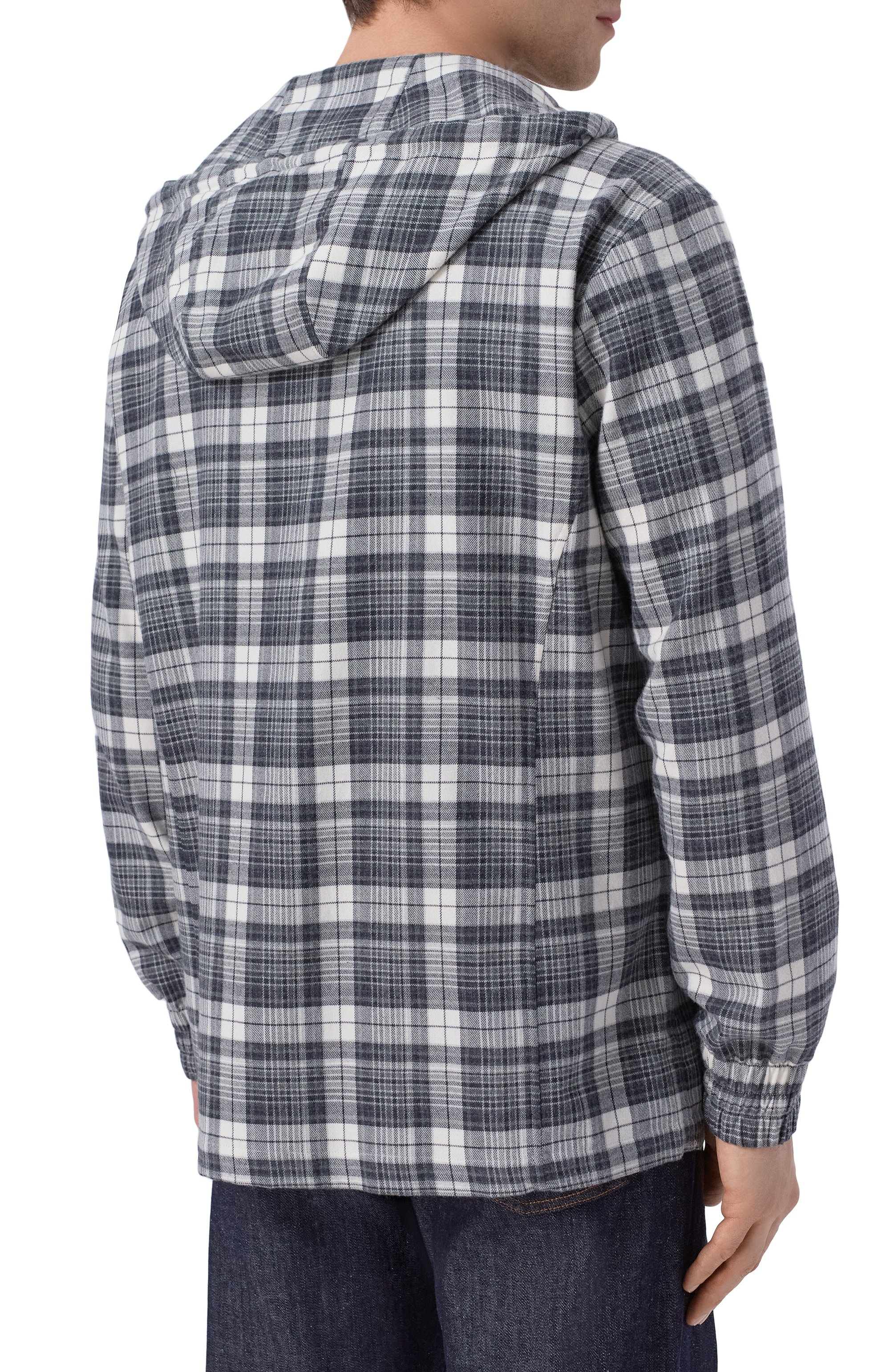 Хлопковая куртка-рубашка KITON серого цвета по цене 108500 руб., арт. UMC010H0907206, фото 4 Хлопковая куртка-рубашка KITON, арт. UMC010H0907206, фото 4