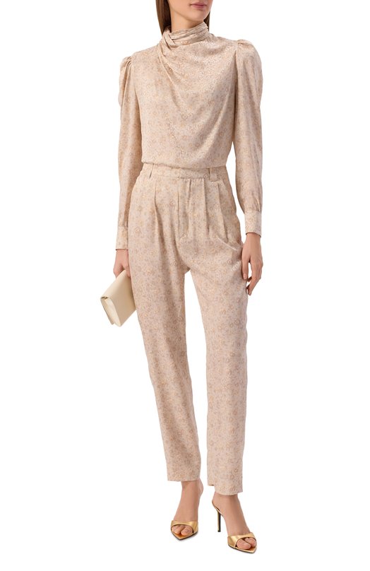 Шелковые брюки Alessandra Rich FABX4362/F4670 Бежевый  FABX4362/F4670 Фото 2