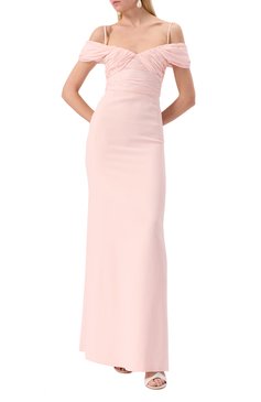 Женское платье GIAMBATTISTA VALLI светло-розового цвета, арт. 25SSPVTE5139-18GDM | Фото 2 (Длина Ж (юбки, платья, шорты): Макси; Материал сплава: Проставлено; Драгоценные камни: Проставлено; Стили: Романтичный; Рукава: На бретелях; Женское Кросс-КТ: Платье-одежда; Случай: Коктейльный; Материал внешний: Синтетический материал)