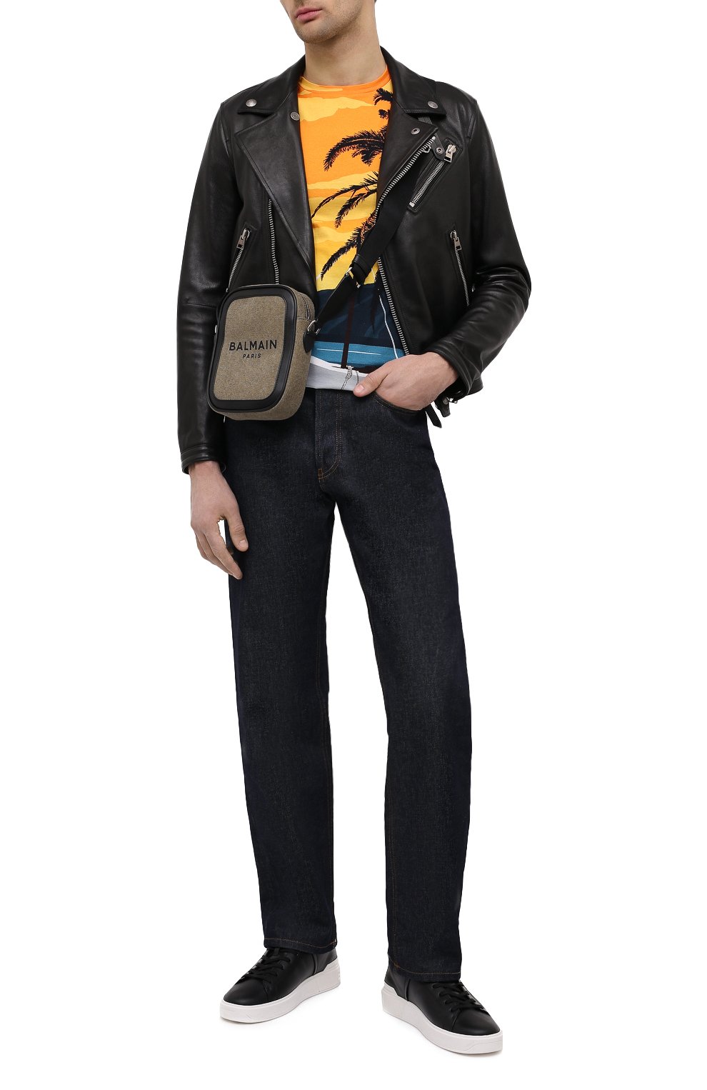 Кожаные кеды BALMAIN черно-белого цвета по цене 62250 руб., арт. VM1C244/LSMM, фото 2 Кожаные кеды BALMAIN, арт. VM1C244/LSMM, фото 2