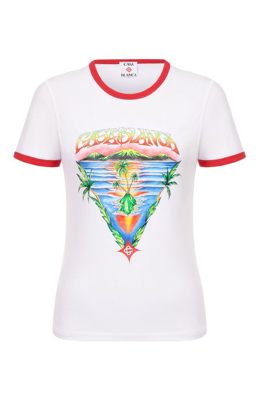 Хлопковая футболка Casablanca W-SP26-JTS-049-02-EX-BC Белый W-SP26-JTS-049-02-EX-BC