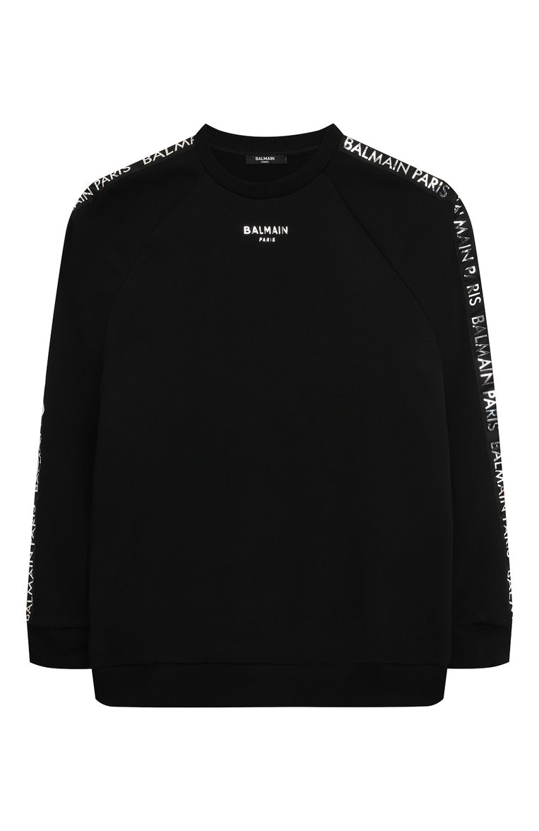 Детская хлопковый костюм BALMAIN черного цвета, арт. BU3P90 | Фото 2 (Материал внешний: Хлопок; Рукава: Длинные; Девочки Кросс-КТ: Костюмы-спорт)