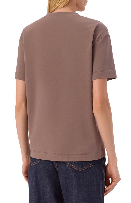 Хлопковая футболка Brunello Cucinelli M0T81EC710 Коричневый  M0T81EC710 Фото 4