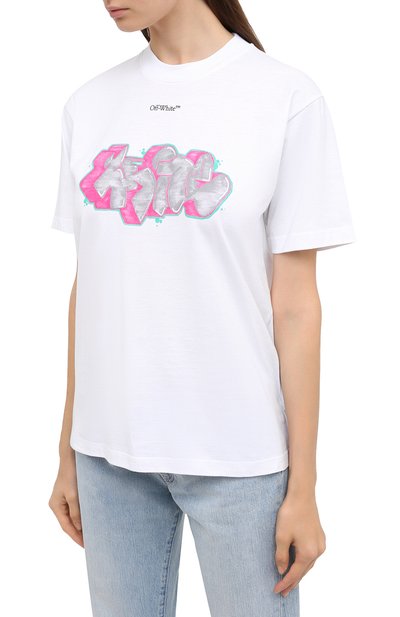 Хлопковая футболка OFF-WHITE белого цвета по цене 31100 руб., арт. 0WAA049F20JER0020130, фото 3 Хлопковая футболка OFF-WHITE, арт. 0WAA049F20JER0020130, фото 3