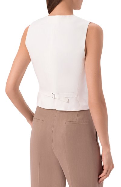 Льняной жилет WEEKEND MAX MARA белого цвета по цене 29950 руб., арт. WKDPACE, фото 4 Льняной жилет WEEKEND MAX MARA, арт. WKDPACE, фото 4