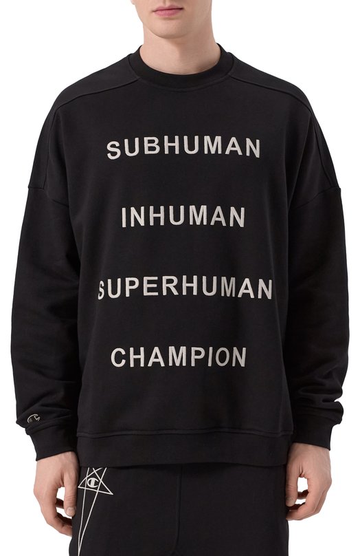 Хлопковый свитшот Rick Owens CM01E1669/CHFE Чёрный  CM01E1669/CHFE Фото 3