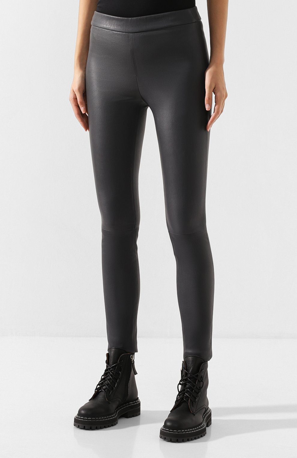 Кожаные легинсы HELMUT LANG темно-серого цвета по цене 140500 руб., арт. J07HW201, фото 3 Кожаные легинсы HELMUT LANG, арт. J07HW201, фото 3