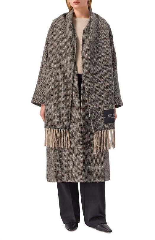 Шерстяное пальто Weekend Max Mara ZENICA Чёрно-белый  ZENICA Фото 3