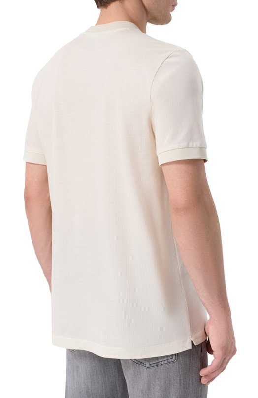 Футболка из хлопка и лиоцелла BOSS 50554626 Кремовый  50554626 Фото 4