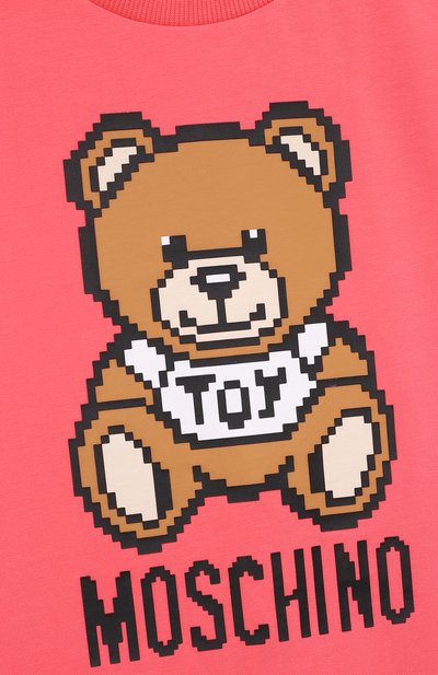 Хлопковое платье MOSCHINO кораллового цвета по цене 10800 руб., арт. HCV07E/LDA13/10A-14A, фото 3 Хлопковое платье MOSCHINO, арт. HCV07E/LDA13/10A-14A, фото 3
