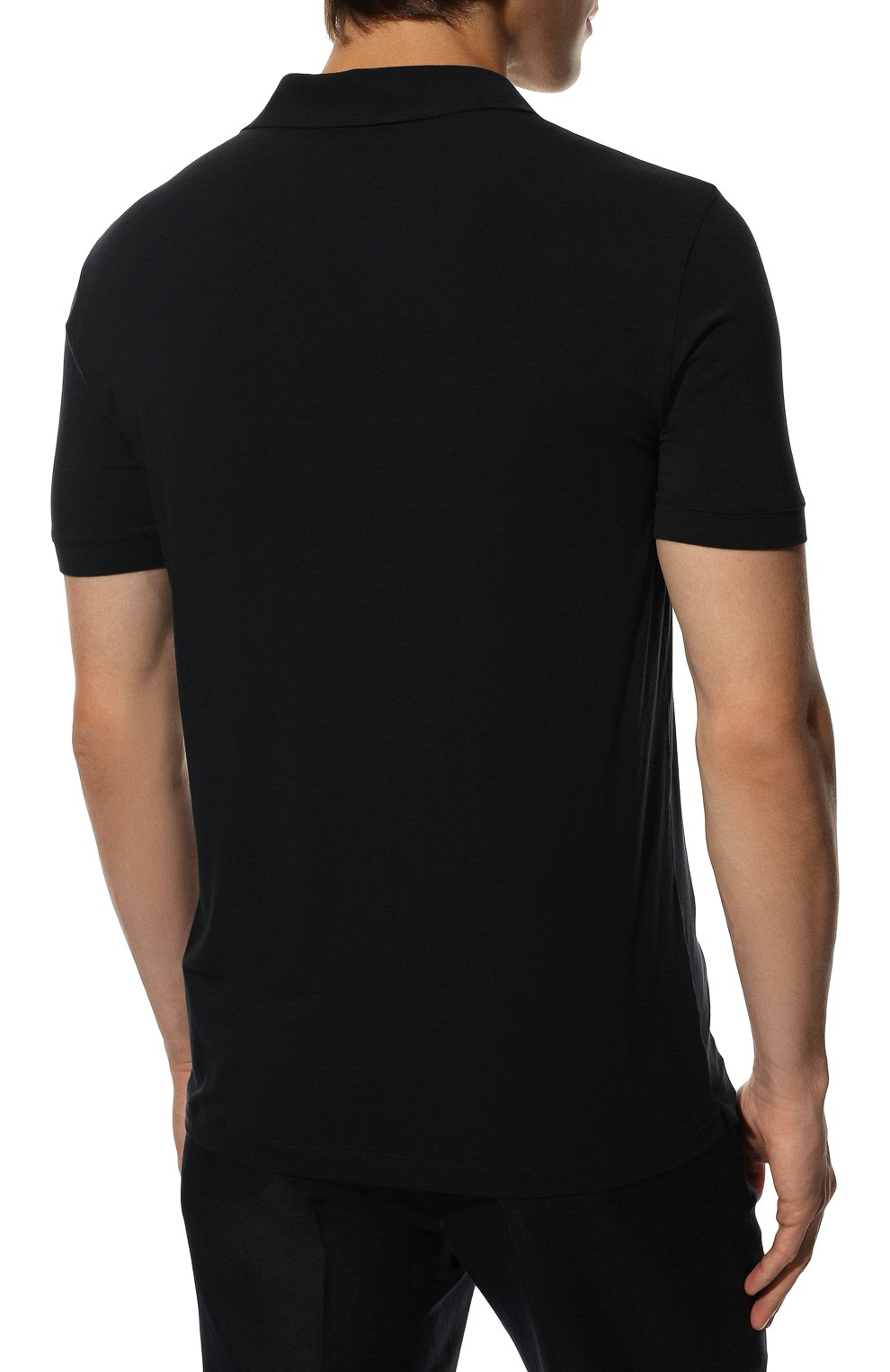 Поло из вискозы GIORGIO ARMANI темно-синего цвета по цене 38800 руб., арт. 3GSF51/SJP4Z, фото 4 Поло из вискозы GIORGIO ARMANI, арт. 3GSF51/SJP4Z, фото 4