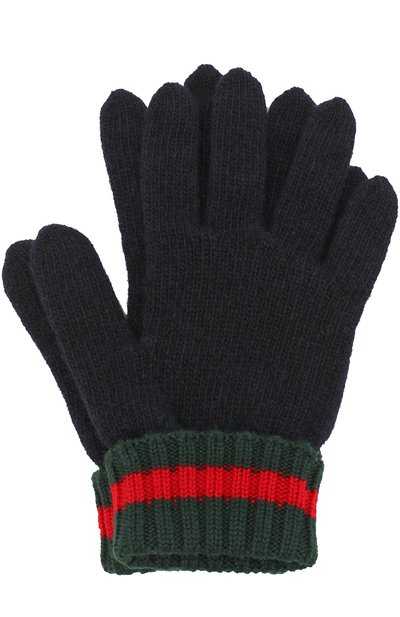 Шерстяные перчатки с контрастной отделкой GUCCI, арт. 424186/4K206, фото 1