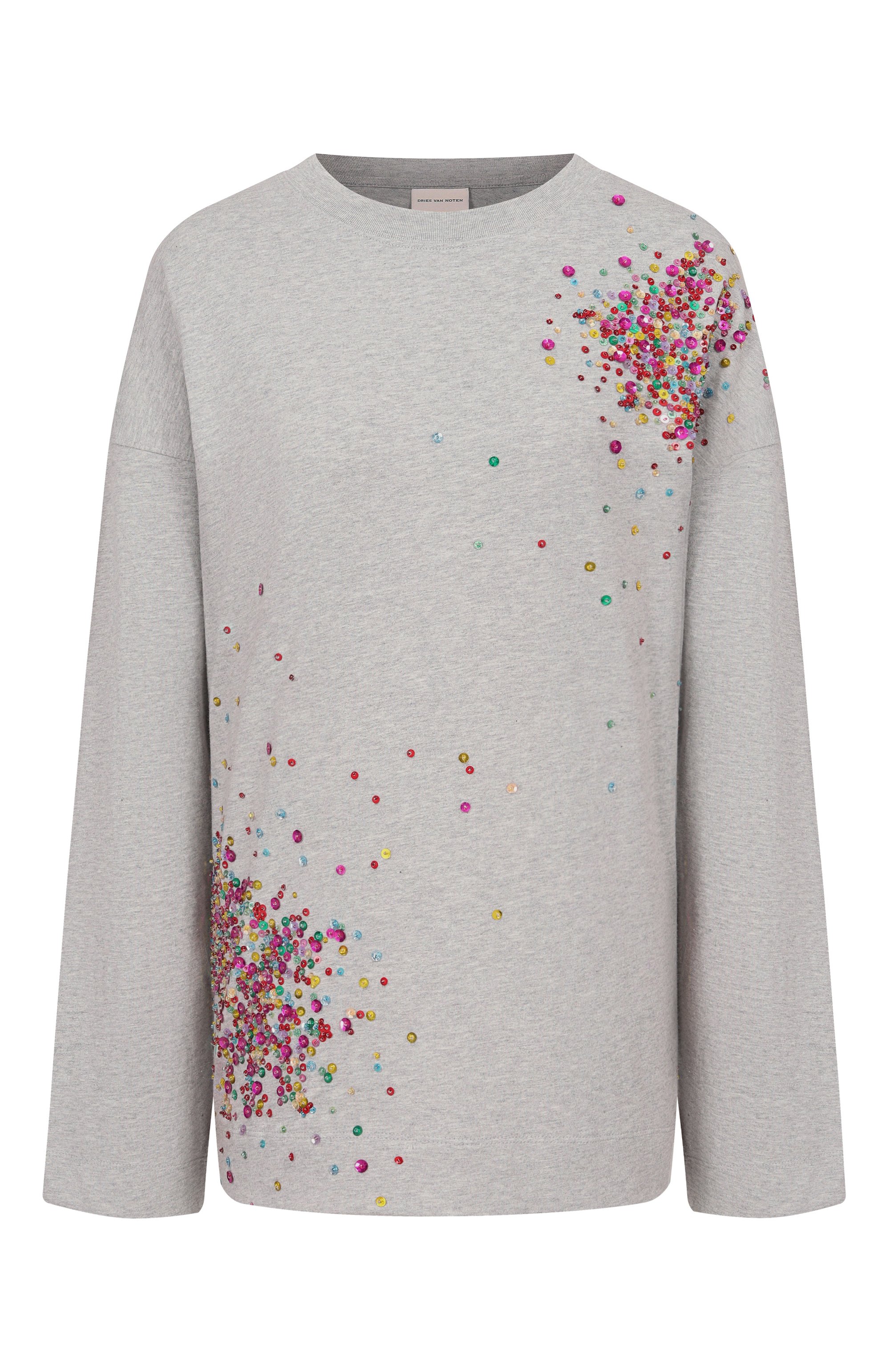 Хлопковый лонгслив с отделкой пайетками DRIES VAN NOTEN, арт. 131119/3603, фото 1