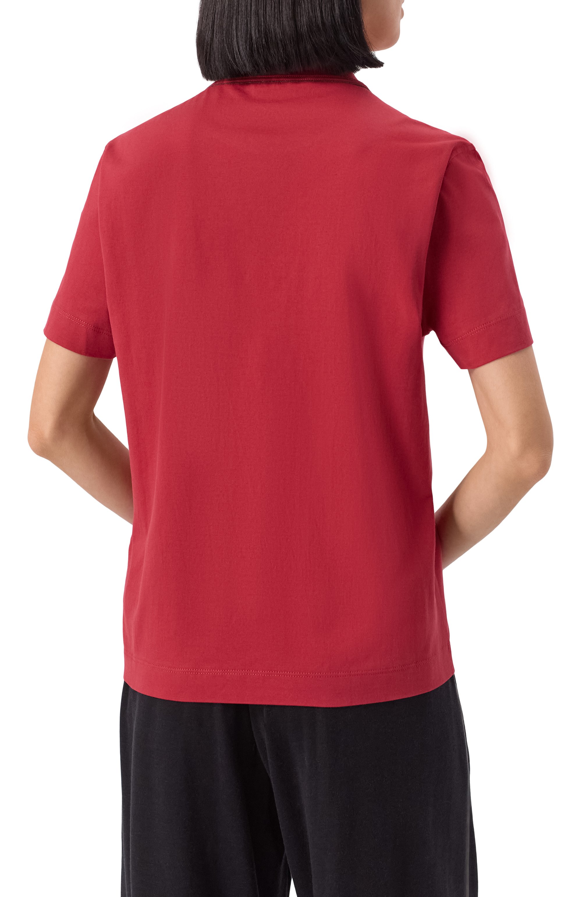 Хлопковая футболка BRUNELLO CUCINELLI красного цвета по цене 49100 руб., арт. M0T81BI100, фото 4 Хлопковая футболка BRUNELLO CUCINELLI, арт. M0T81BI100, фото 4
