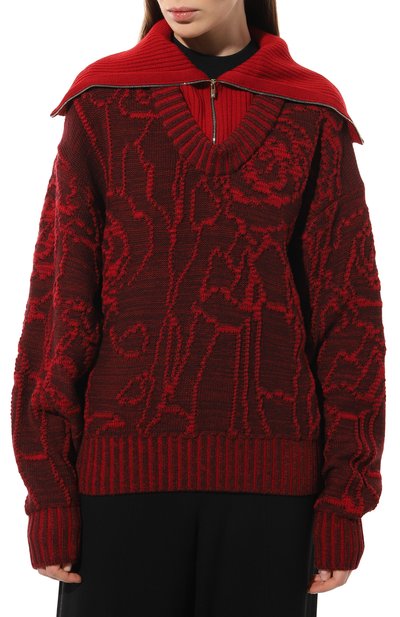 Шерстяной свитер AND THE BRAND красного цвета по цене 83720 руб., арт. W24-JM019-0702-669, фото 3 Шерстяной свитер AND THE BRAND, арт. W24-JM019-0702-669, фото 3