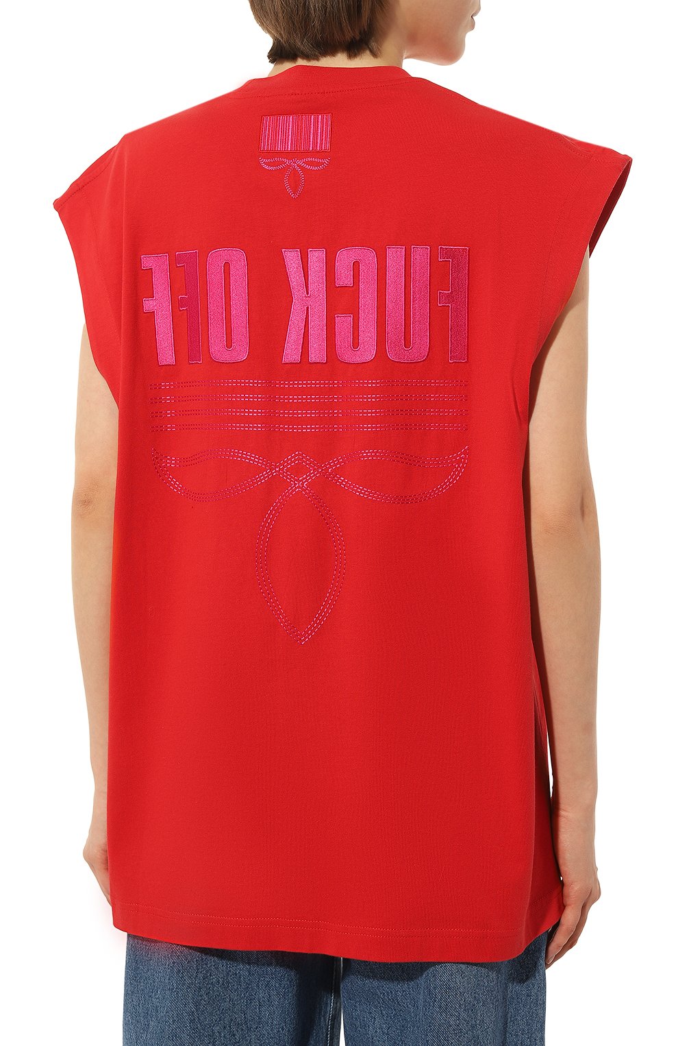 Хлопковая футболка VTMNTS красного цвета по цене 67600 руб., арт. VL16TR360R, фото 4 Хлопковая футболка VTMNTS, арт. VL16TR360R, фото 4