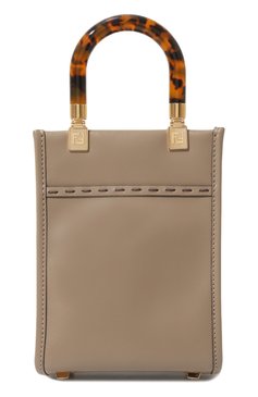 Женская сумка sunshine mini FENDI коричневого цвета, арт. 8BS051 ABVL | Фото 6 (Драгоценные камни: Проставлено; Ремень/цепочка: На ремешке; Материал сплава: Проставлено; Материал: Натуральная кожа; Размер: mini)