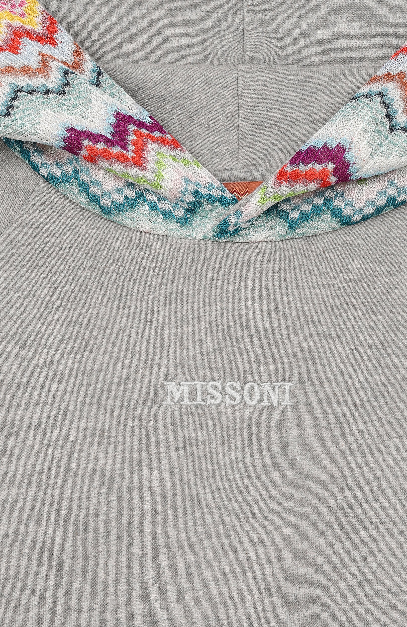 Хлопковое худи MISSONI серого цвета по цене 24200 руб., арт. MZ4B30/Z4104, фото 3 Хлопковое худи MISSONI, арт. MZ4B30/Z4104, фото 3