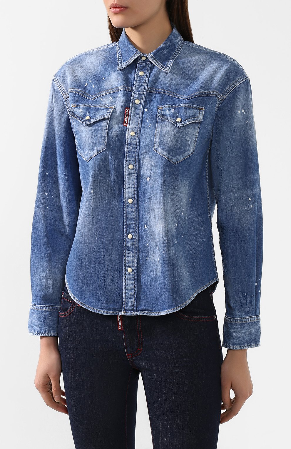 Джинсовая рубашка DSQUARED2 синего цвета по цене 48150 руб., арт. S75DL0688/S30341, фото 3 Джинсовая рубашка DSQUARED2, арт. S75DL0688/S30341, фото 3