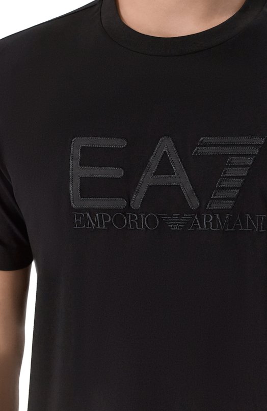 Хлопковая футболка EA7 7M000898/AF10375 Чёрный  7M000898/AF10375 Фото 5