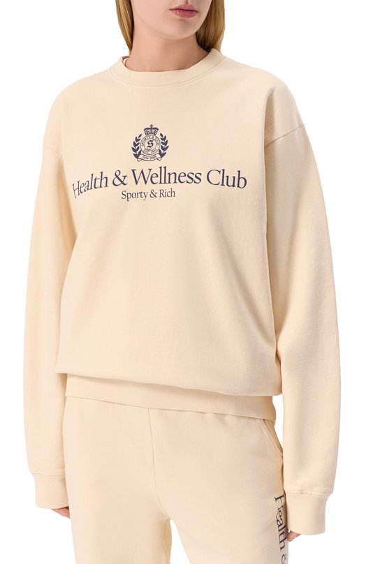 Хлопковый свитшот Sporty and Rich ST071606241CR01 Бежевый  ST071606241CR01 Фото 3