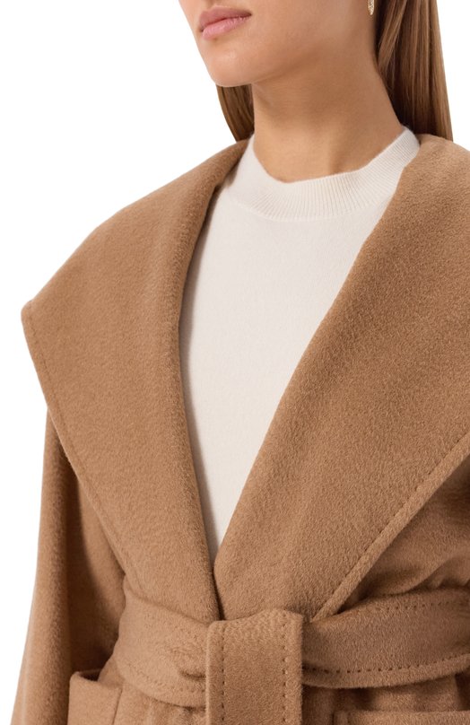 Шерстяное полупальто Max Mara RIALT0 Бежевый  RIALT0 Фото 5