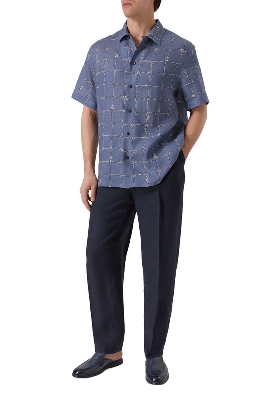 Льняная рубашка Brioni SCFR0L-PC104 Синий  SCFR0L-PC104 Фото 2
