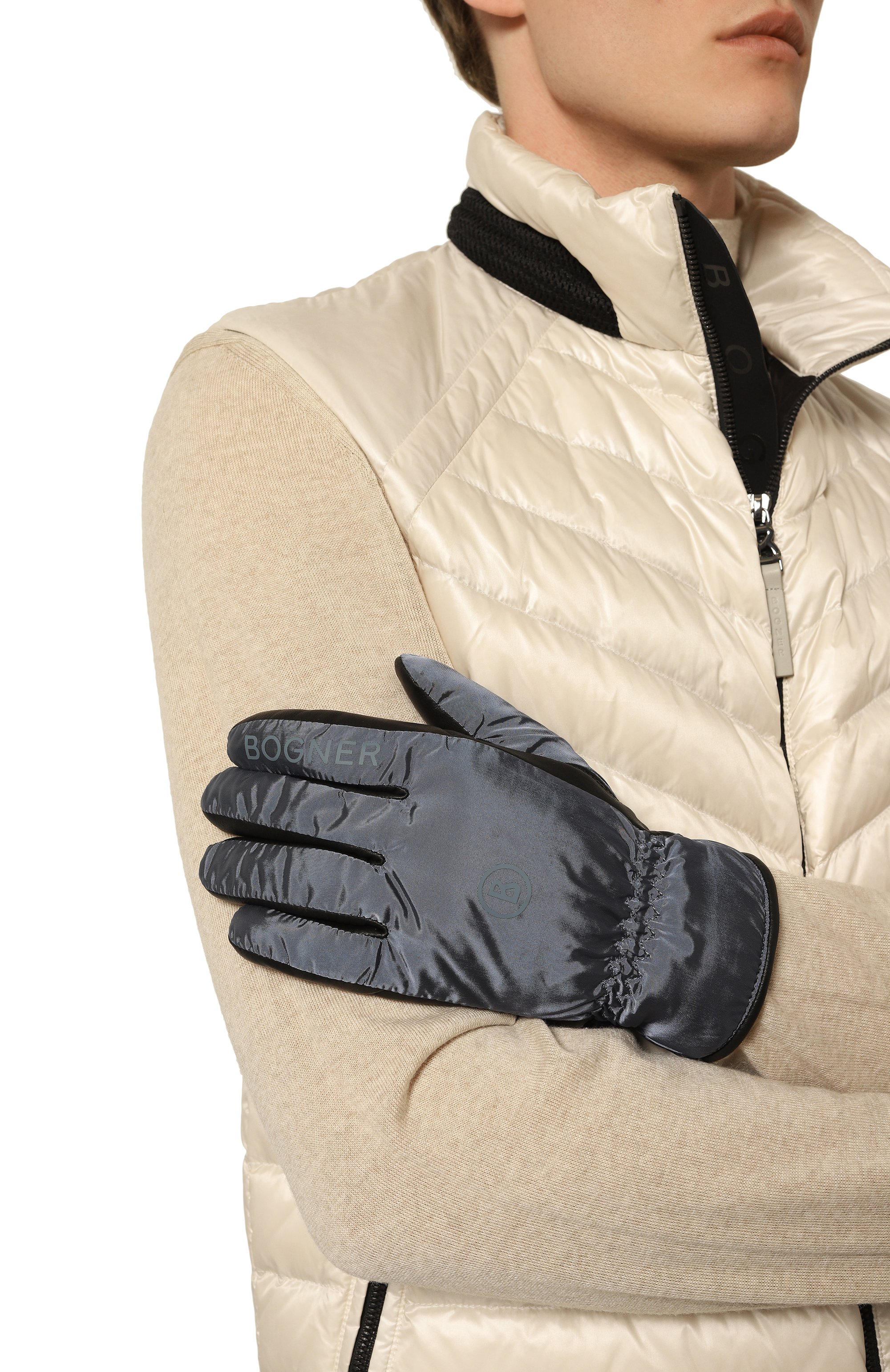 Комбинированные перчатки BOGNER голубого цвета по цене 17550 руб., арт. 6097123, фото 2 Комбинированные перчатки BOGNER, арт. 6097123, фото 2