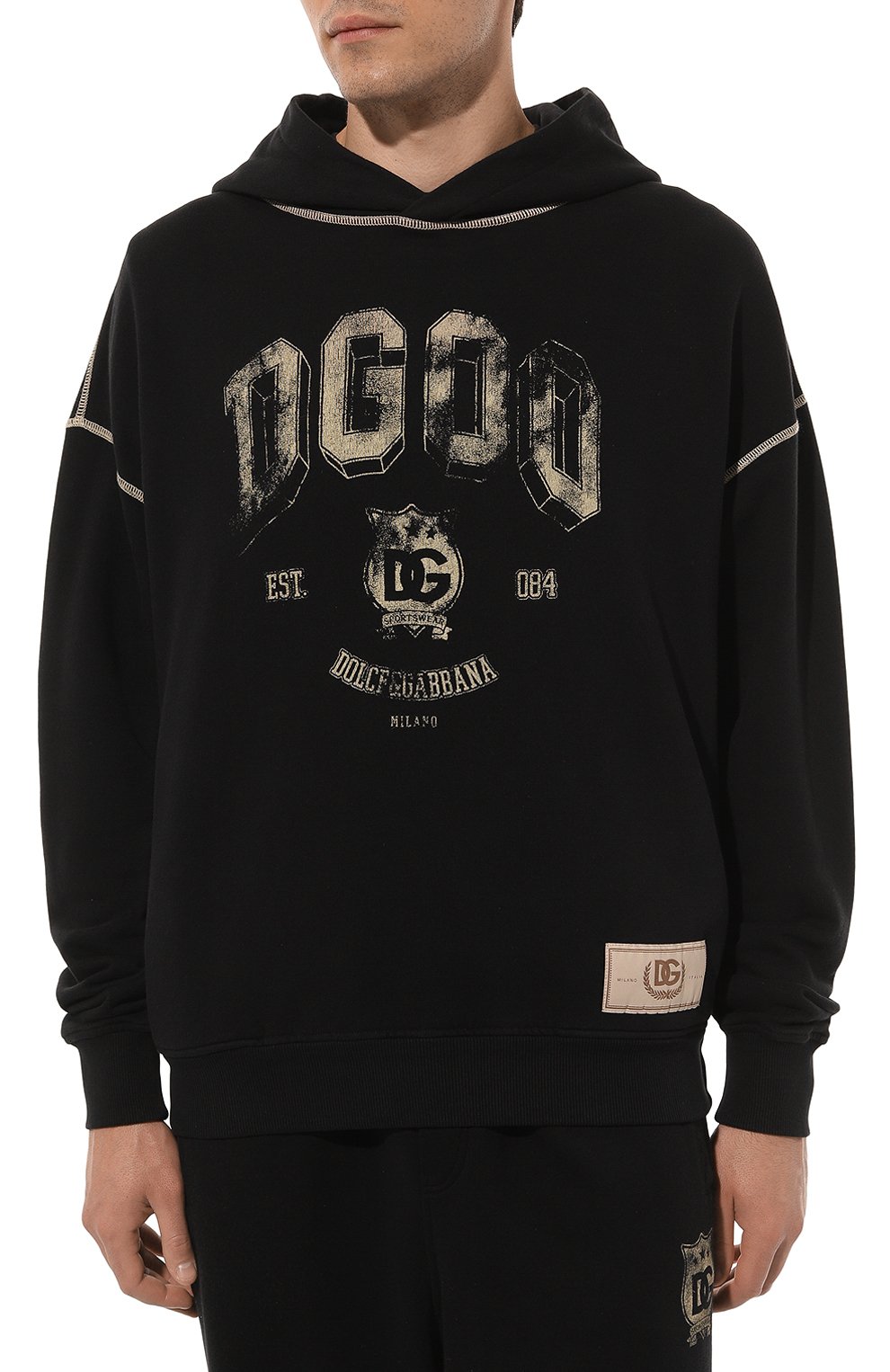 Хлопковое худи DOLCE & GABBANA черного цвета по цене 77700 руб., арт. G9AJAT/G7NQC, фото 3 Хлопковое худи DOLCE & GABBANA, арт. G9AJAT/G7NQC, фото 3