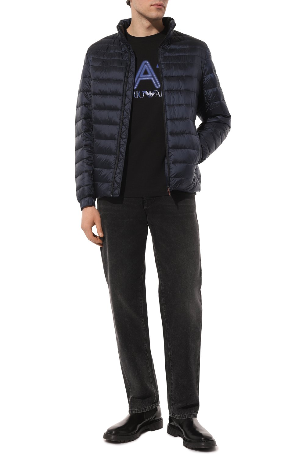 Хлопковая футболка EA7 черного цвета по цене 7410 руб., арт. 3DPT37/PJMUZ, фото 2 Хлопковая футболка EA7, арт. 3DPT37/PJMUZ, фото 2