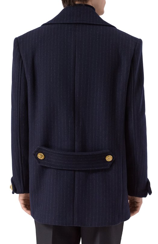 Шерстяное пальто Balmain FH0UA155/WC87 Синий  FH0UA155/WC87 Фото 4