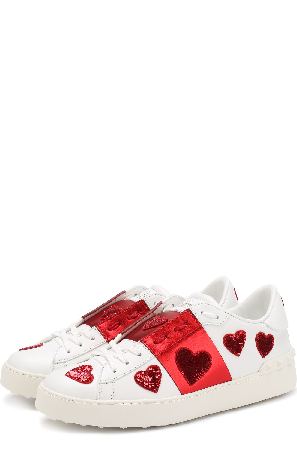 Кожаные кеды open с отделкой VALENTINO, арт. QW2S0781/ABV, фото 1