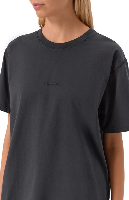 Хлопковая футболка Nanushka REECE Серый  REECE Фото 5