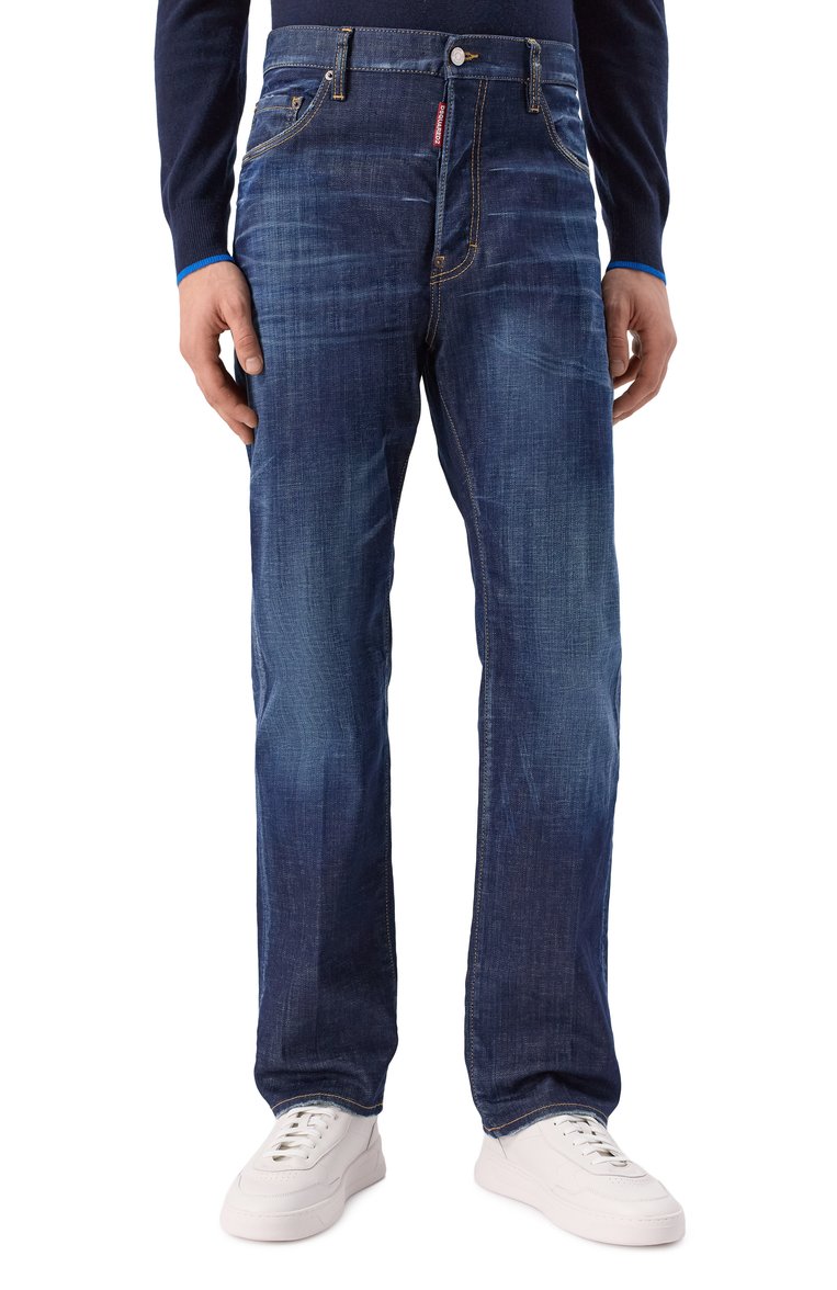 Мужские джинсы 642 DSQUARED2 синего цвета, арт. S74LB1663/S30342 | Фото 3 (Длина (брюки, джинсы): Стандартные; Кросс-КТ: Деним; Материал внешний: Деним, Хлопок; Стили: Кэжуэл, Повседневный; Силуэт М (брюки): Прямые; Детали: Делаве)