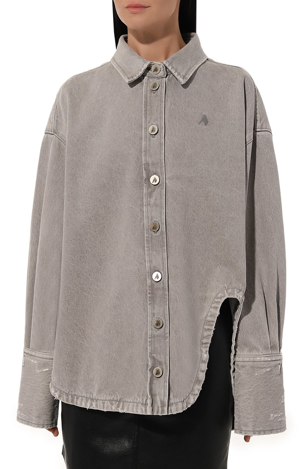 Джинсовая рубашка THE ATTICO серого цвета по цене 82850 руб., арт. 247WCB68, фото 3 Джинсовая рубашка THE ATTICO, арт. 247WCB68, фото 3