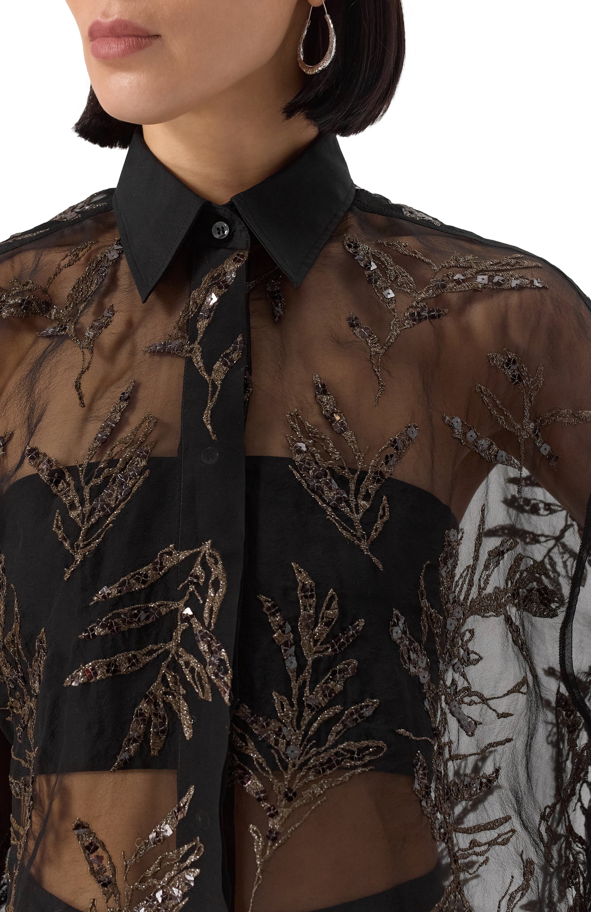 Шелковая блузка BRUNELLO CUCINELLI черного цвета по цене 468500 руб., арт. MF940HH626, фото 5 Шелковая блузка BRUNELLO CUCINELLI, арт. MF940HH626, фото 5