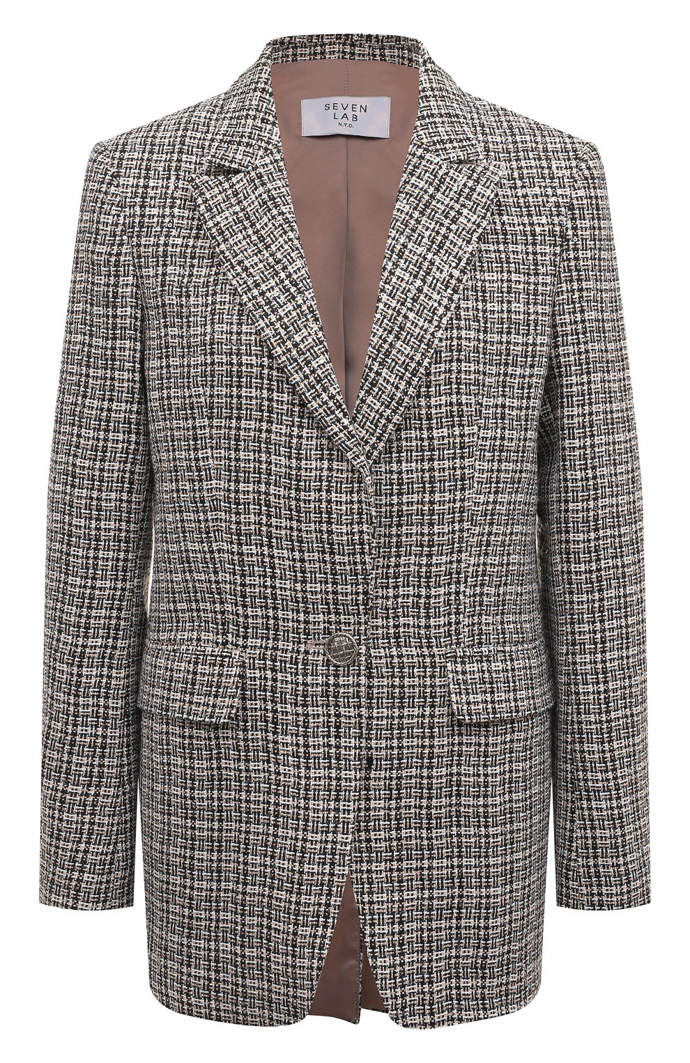 Жакет из вискозы SEVEN LAB темно-бежевого цвета по цене 28350 руб., арт. J beige/black brill, фото 1 Жакет из вискозы SEVEN LAB, арт. J beige/black brill, фото 1