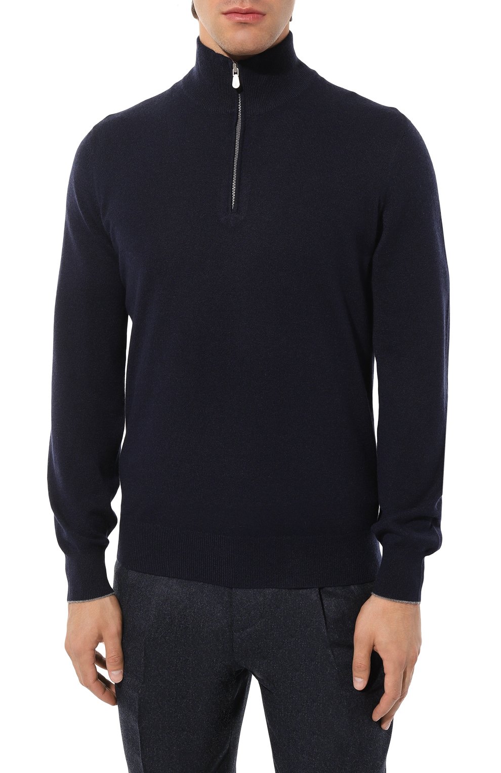 Кашемировый джемпер BRUNELLO CUCINELLI темно-синего цвета по цене 175000 руб., арт. M2200B2212, фото 3 Кашемировый джемпер BRUNELLO CUCINELLI, арт. M2200B2212, фото 3