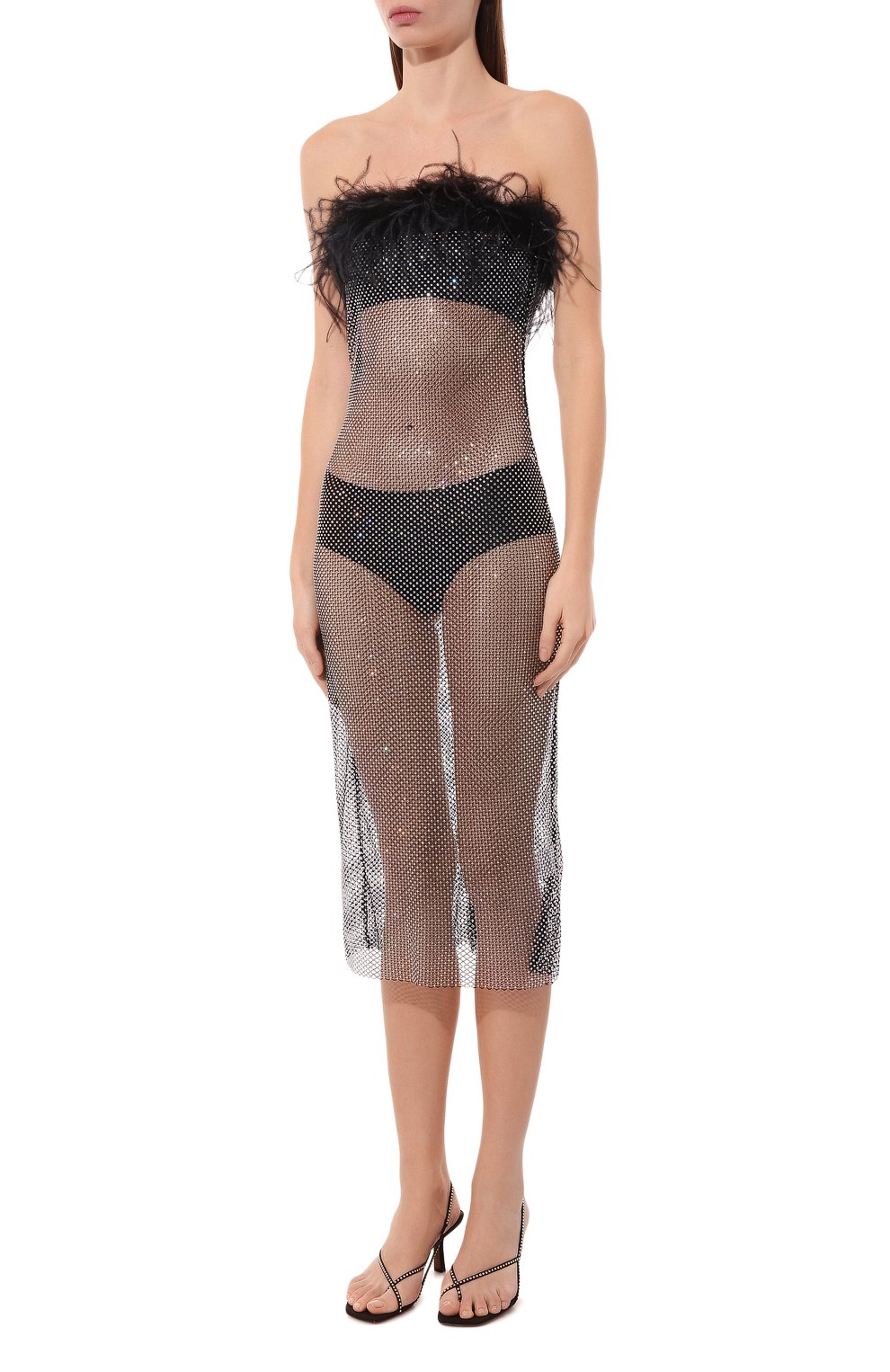 Платье с отделкой стразами и перьями GIUSEPPE DI MORABITO, арт. PS23296DR-P-231-ST, фото 3