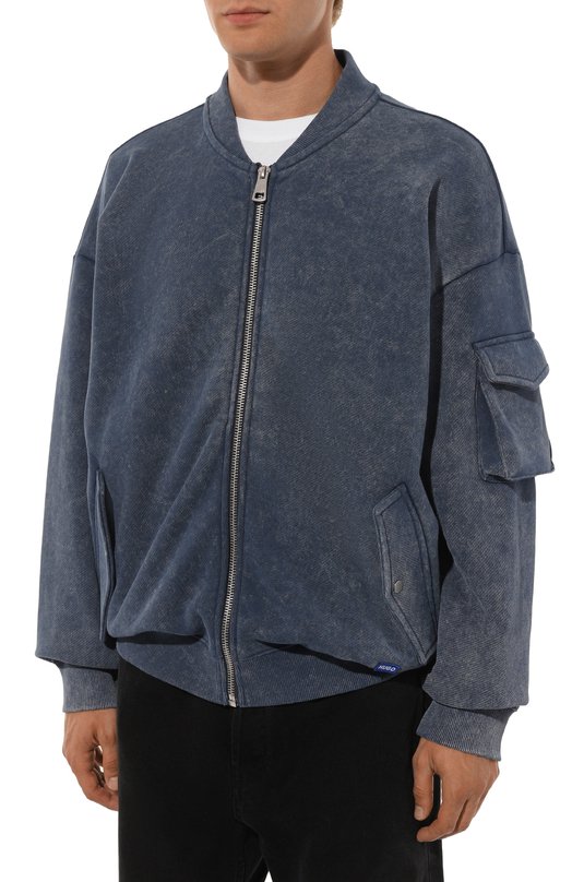 Хлопковый бомбер HUGO Blue Синий, фото 3