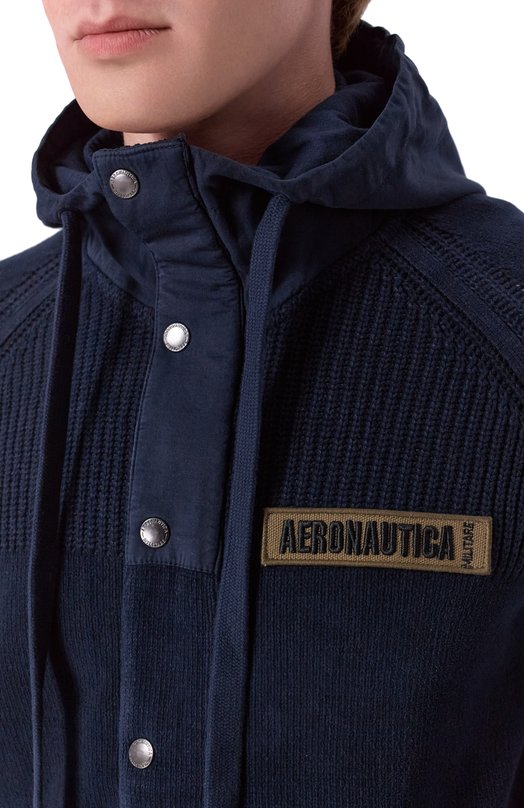 Хлопковый кардиган Aeronautica Militare MA1575UL00539 Синий  MA1575UL00539 Фото 5