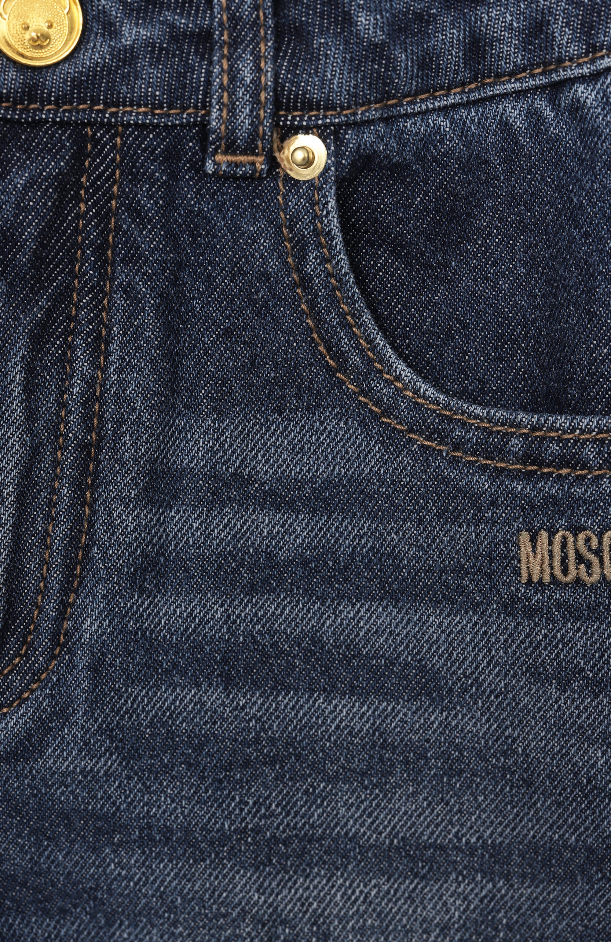 Джинсы MOSCHINO синего цвета по цене 21450 руб., арт. HDP06M/L0E29/4-8, фото 3 Джинсы MOSCHINO, арт. HDP06M/L0E29/4-8, фото 3