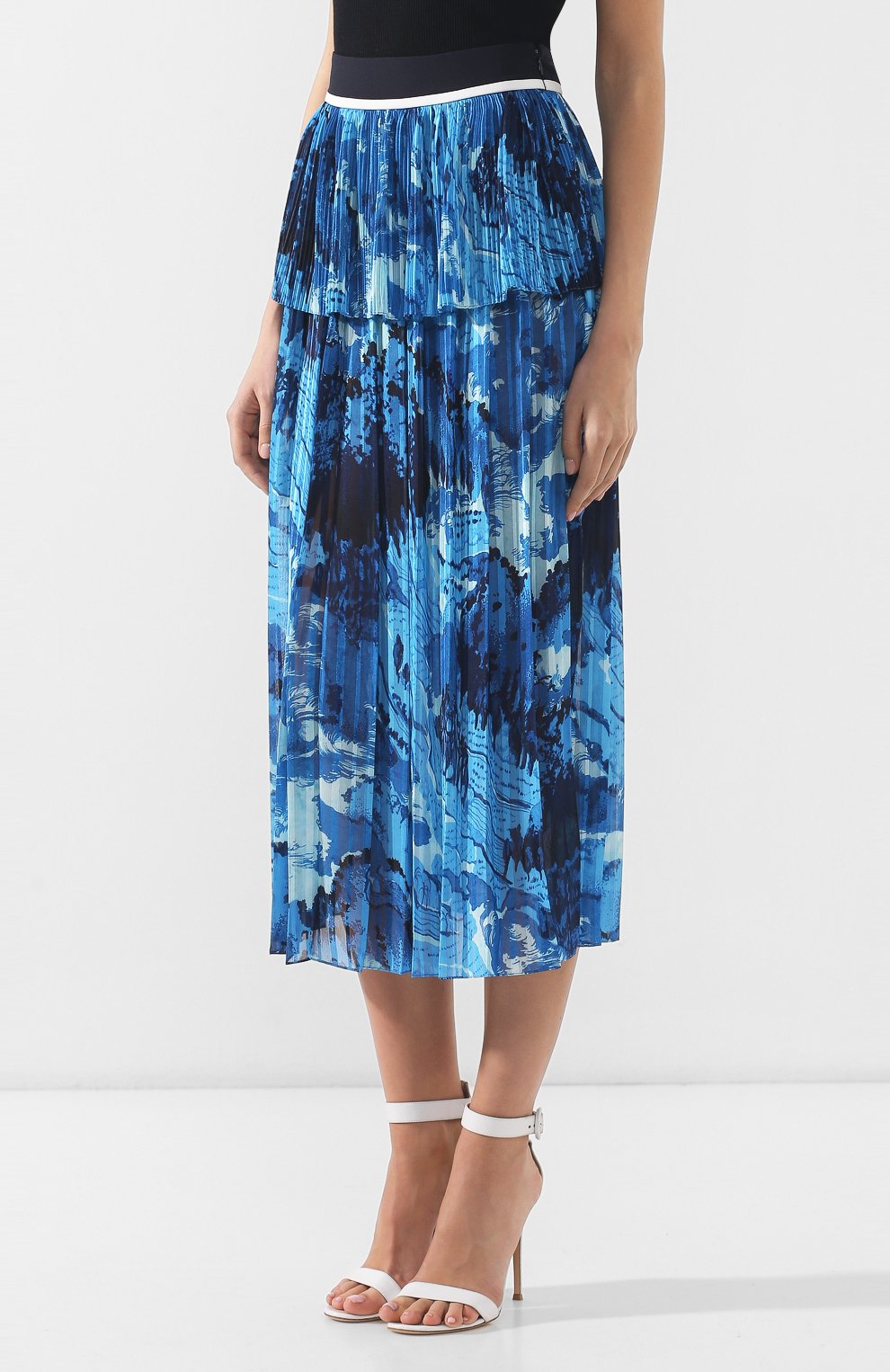 Юбка с принтом VICTORIA, VICTORIA BECKHAM, арт. SKVV 102 SS19 PRINTED SATIN STRIPE, фото 3